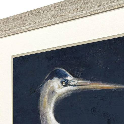 Blue Heron I Distressed White Framed Wall Art