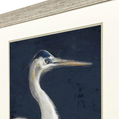 Blue Heron I Distressed White Framed Wall Art