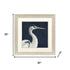 Blue Heron I Distressed White Framed Wall Art