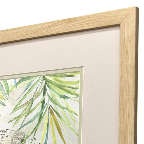 Set Of Two Boho Jungle Cat Brown Framed Wall Art