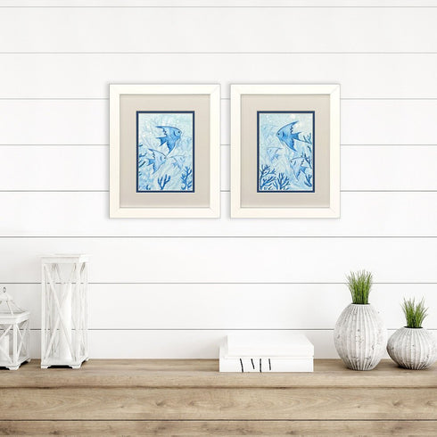 Set Of Two Angel Fish White Framed Wall Art