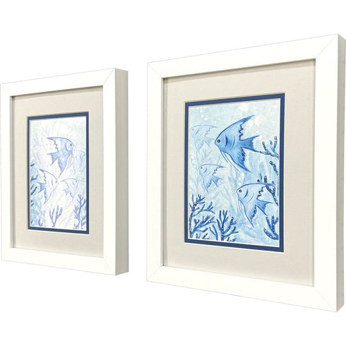 Set Of Two Angel Fish White Framed Wall Art