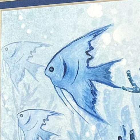 Set Of Two Angel Fish White Framed Wall Art