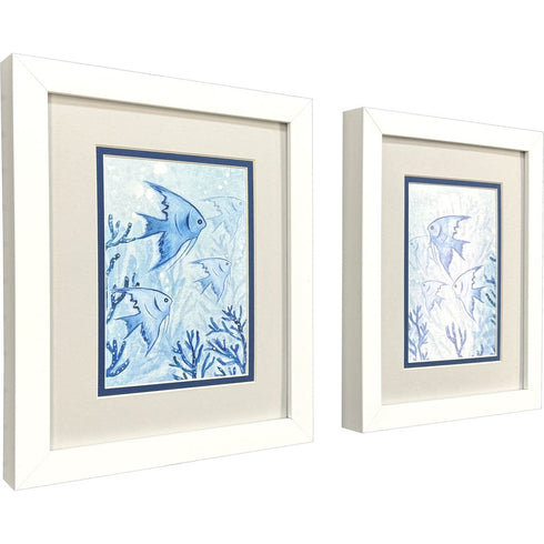 Set Of Two Angel Fish White Framed Wall Art
