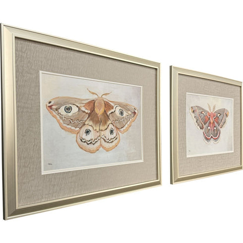 Set Of Two Forest Moth Gold Framed Wall Art