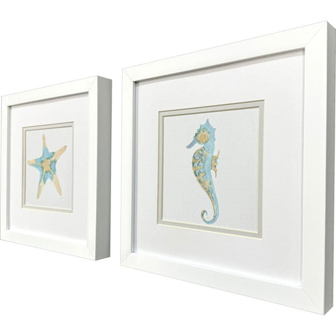 Set Of Two Sea Creatures I White Framed Wall Art