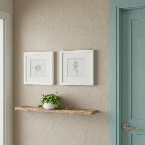 Set Of Two Sea Creatures I White Framed Wall Art