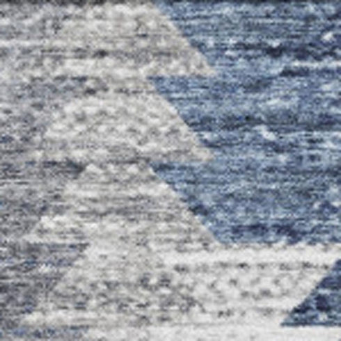 5' X 8' Blue Ivory And Gray Geometric Washable Area Rug With UV Protection
