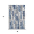 5' X 8' Blue Ivory And Gray Geometric Washable Area Rug With UV Protection