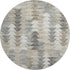 8' Taupe Ivory And Gray Geometric Washable Round Rug With UV Protection