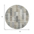 8' Taupe Ivory And Gray Geometric Washable Round Rug With UV Protection