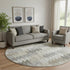 8' Taupe Ivory And Gray Geometric Washable Round Rug With UV Protection