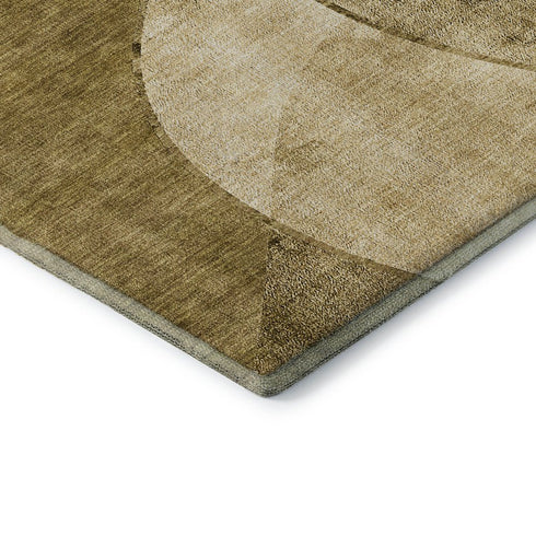 5' X 8' Brown And Beige Abstract Washable Area Rug With UV Protection