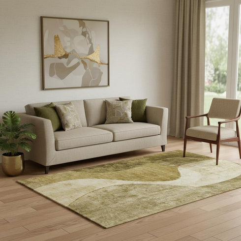 5' X 8' Brown And Beige Abstract Washable Area Rug With UV Protection