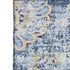 5' X 8' Blue Ivory And Gold Floral Washable Area Rug With UV Protection