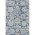 8' X 10' Blue Ivory And Gold Floral Washable Area Rug With UV Protection