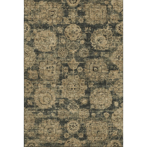 8' X 10' Charcoal And Brown Floral Washable Area Rug With UV Protection