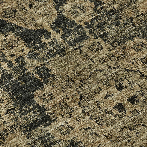 8' X 10' Charcoal And Brown Floral Washable Area Rug With UV Protection