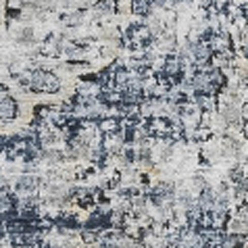 8' X 10' Navy Blue And Ivory Floral Washable Area Rug With UV Protection
