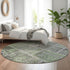 8' Green And Purple Patchwork Washable Round Rug With UV Protection