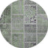 8' Green And Purple Patchwork Washable Round Rug With UV Protection