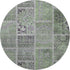 8' Green And Purple Patchwork Washable Round Rug With UV Protection