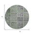 8' Green And Purple Patchwork Washable Round Rug With UV Protection