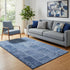 5' X 8' Navy Blue And Ivory Patchwork Washable Area Rug With UV Protection