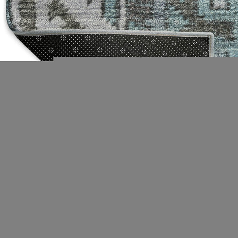 5' X 8' Teal And Beige Patchwork Washable Area Rug With UV Protection