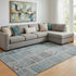8' X 10' Teal And Beige Patchwork Washable Area Rug With UV Protection