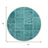 8' Turquoise And Aqua Patchwork Washable Round Rug With UV Protection