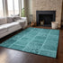 9' X 12' Turquoise And Aqua Patchwork Washable Area Rug With UV Protection