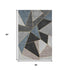 5' X 8' Blue Charcoal And Ivory Geometric Washable Area Rug With UV Protection