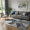 5' X 8' Blue Charcoal And Ivory Geometric Washable Area Rug With UV Protection