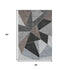 5' X 8' Chocolate Brown And Gray Geometric Washable Area Rug With UV Protection