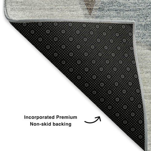 8' X 10' Chocolate Brown And Gray Geometric Washable Area Rug With UV Protection