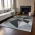 8' X 10' Chocolate Brown And Gray Geometric Washable Area Rug With UV Protection