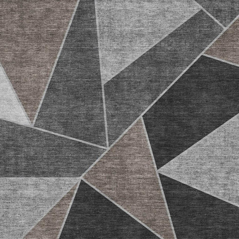 8' X 10' Chocolate Brown And Gray Geometric Washable Area Rug With UV Protection