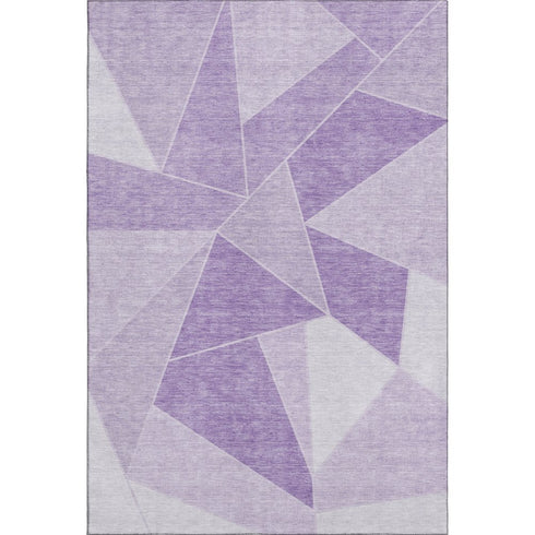 9' X 12' Lilac And Ivory Geometric Washable Area Rug With UV Protection