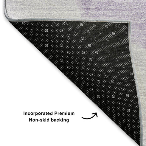 9' X 12' Lilac And Ivory Geometric Washable Area Rug With UV Protection