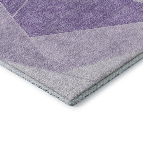 9' X 12' Lilac And Ivory Geometric Washable Area Rug With UV Protection