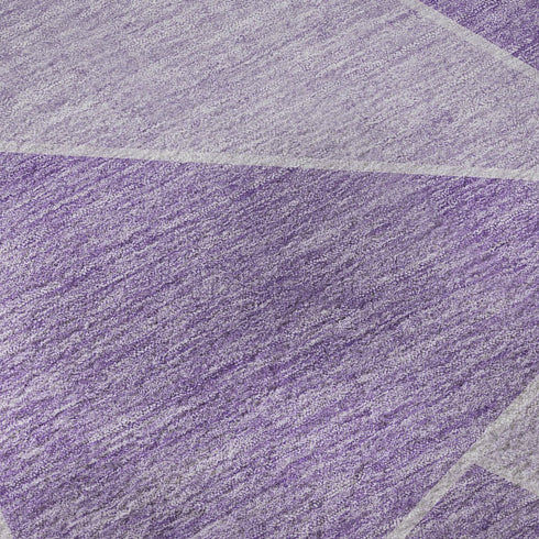 9' X 12' Lilac And Ivory Geometric Washable Area Rug With UV Protection