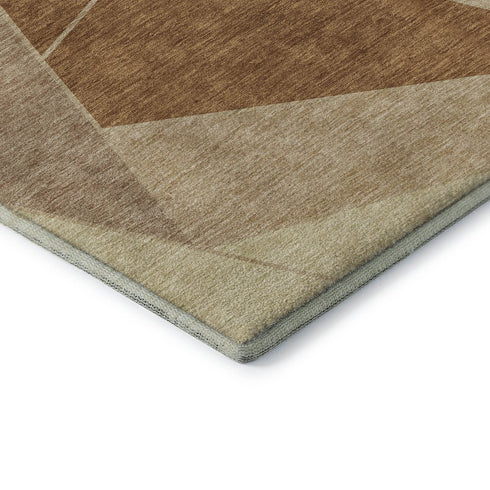 8' X 10' Chili Red And Beige Geometric Washable Area Rug With UV Protection