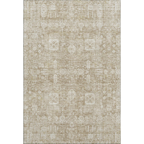8' X 10' Beige And Ivory Floral Washable Area Rug With UV Protection