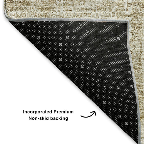 8' X 10' Beige And Ivory Floral Washable Area Rug With UV Protection