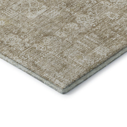 8' X 10' Beige And Ivory Floral Washable Area Rug With UV Protection