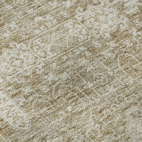 8' X 10' Beige And Ivory Floral Washable Area Rug With UV Protection