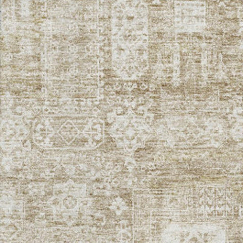 8' X 10' Beige And Ivory Floral Washable Area Rug With UV Protection