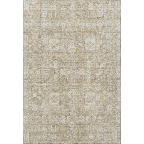 8' X 10' Beige And Ivory Floral Washable Area Rug With UV Protection