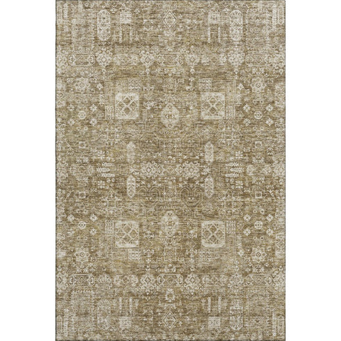 5' X 8' Brown And Ivory Floral Washable Area Rug With UV Protection